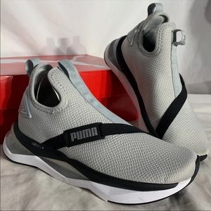 Puma LQDCELL Shatter Mid Black Grey White Slip On Shoes Womans New With Box